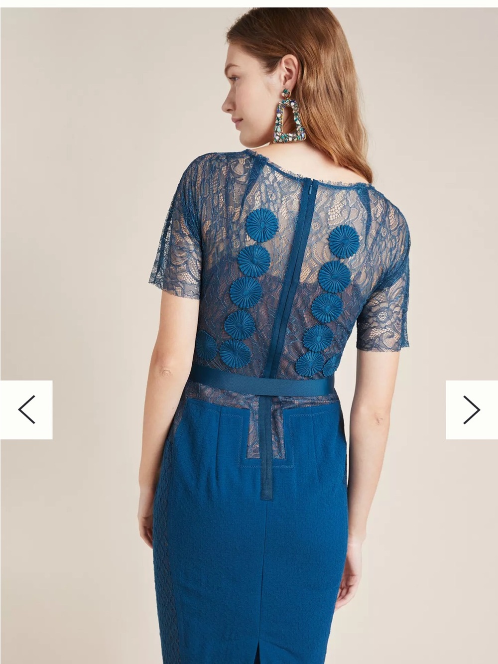 Anthropology Teal Lace Sheath Dress with Belt - Picture 2 of 7